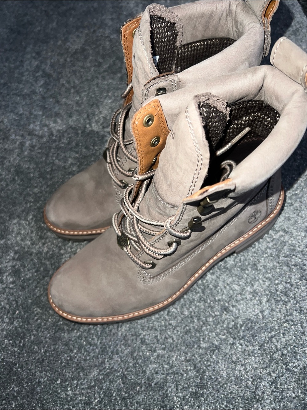 Timberland Women's Taupe Lace-Up Nubuck Boots with Tan Accents